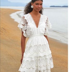 Farm Rio Off White Richelieu Midi Dress